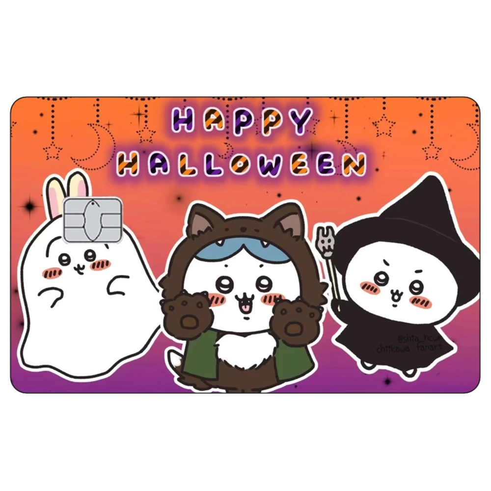 ملصق جلدي لطيف لبطاقة الائتمان للهالوين Usagi ملصقات غير لامعة لبطاقة البنك VISA Mastercard JCB وغيرها من البطاقات المغناطيسية IC #4