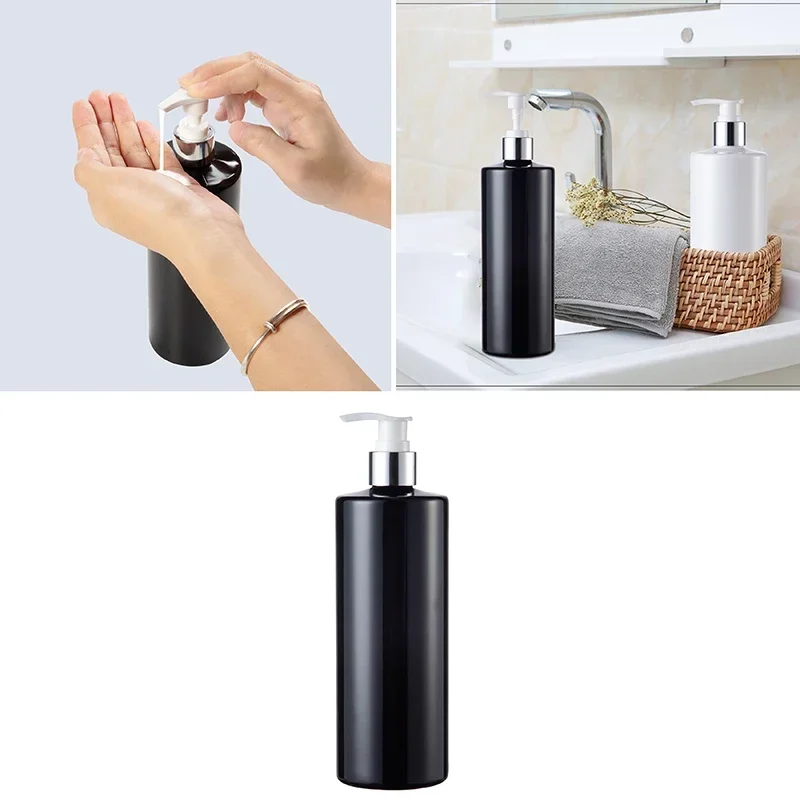 2PCS Empty Pump Dispenser Bottles with Labels Cylinder Shampoo Lotion Refillable Containers for Liquid Soap Kitchen Accessories