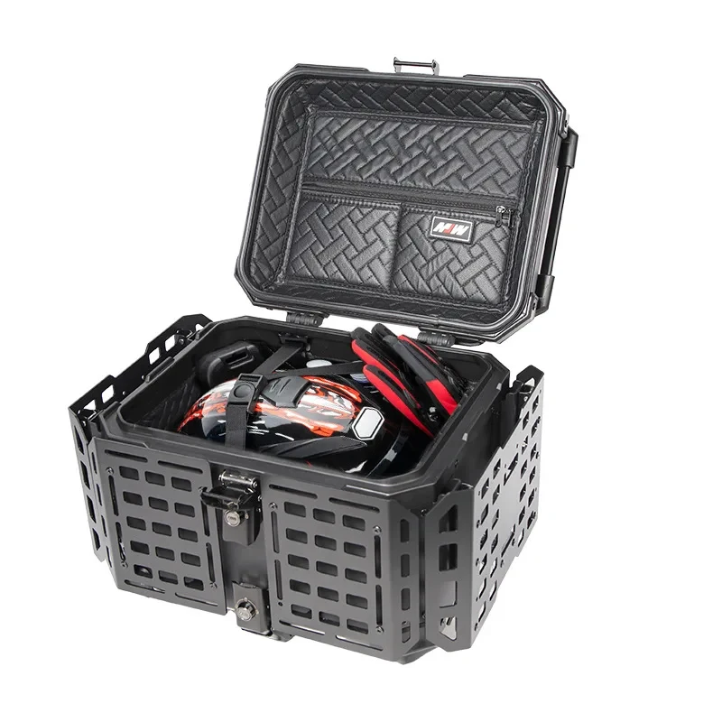 45L Aluminum Alloy Armored Tail Box Multifunctional Delivery Case for Motorcycle Scooter Electric Car Trunk