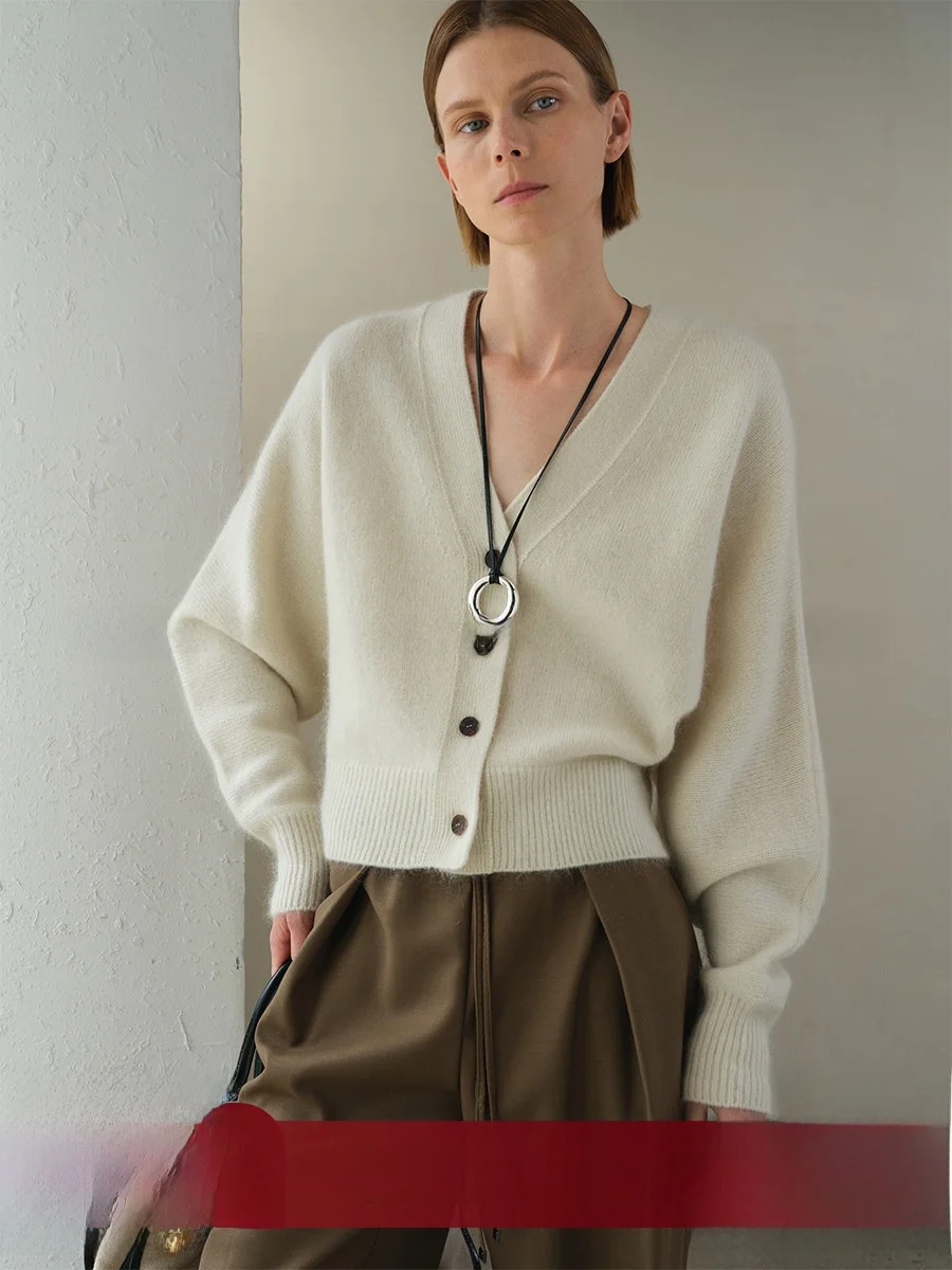 

Кардиган CHICJANE из мягкого трикотажа с V-образным вырезом, свободного кроя, однотонный, для женщин, весна 2025