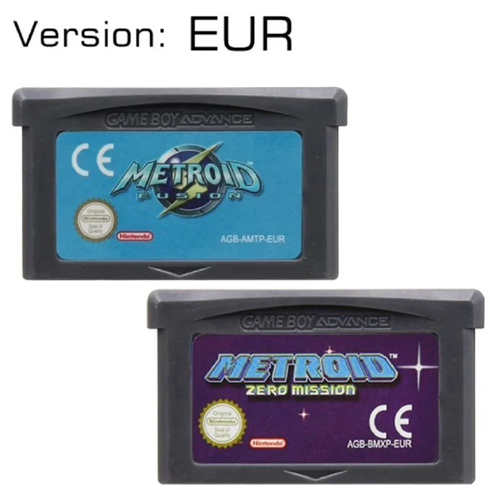 Cartuccia di gioco per console di gioco GBA Video a 32 bit Serie Metroid Fusion Zero Mission Versione americana Versione europea. Nostalgia classica