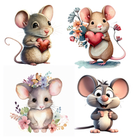 C228# Cute Mouse Wall Sticker Animal Bathroom Toilet Decor Living Room Cabinet Refrigerator Home Decoration Decals