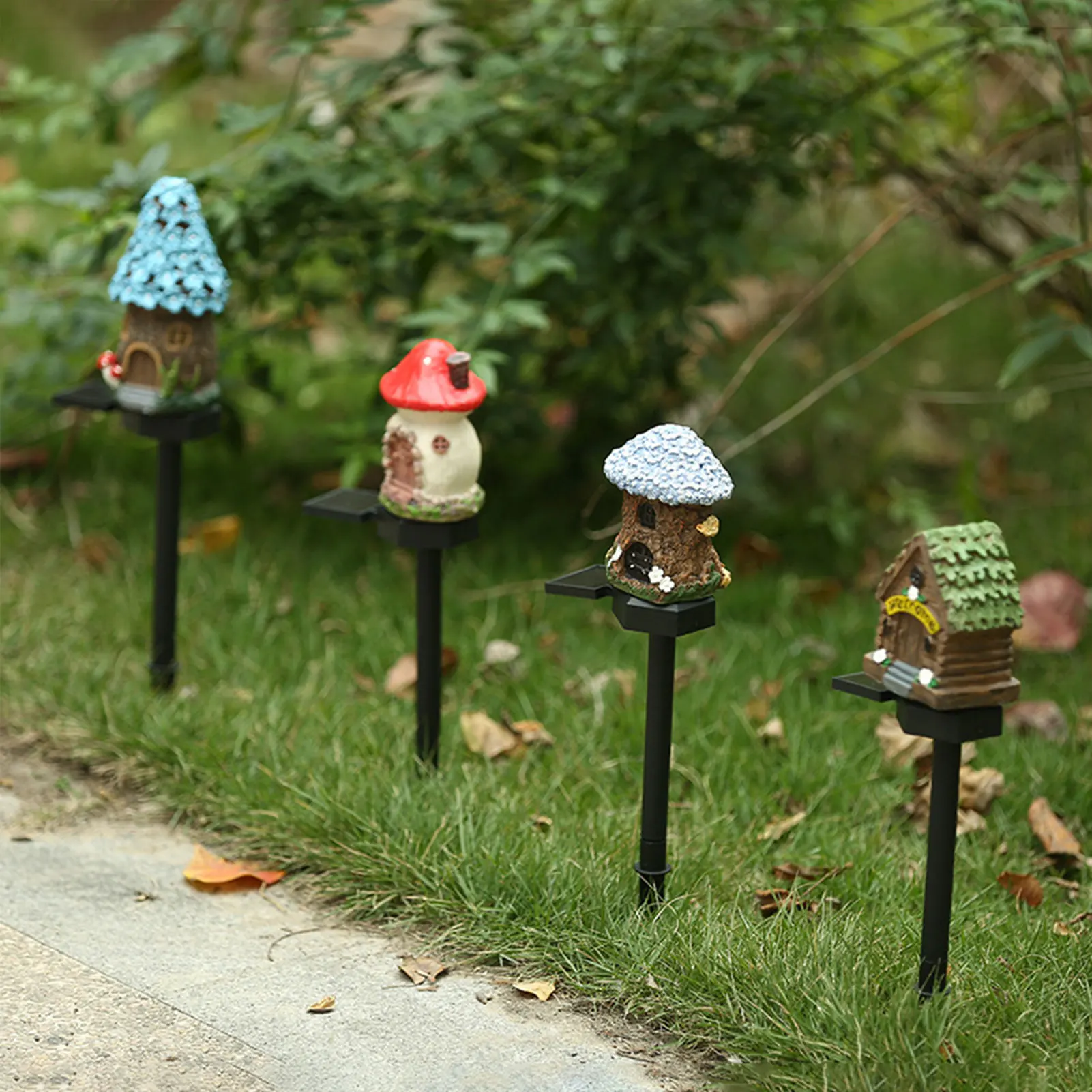 Cartoon House Ground Lamp Lovely Appearance Vibrant Atmosphere for Outdoor Garden Ornament