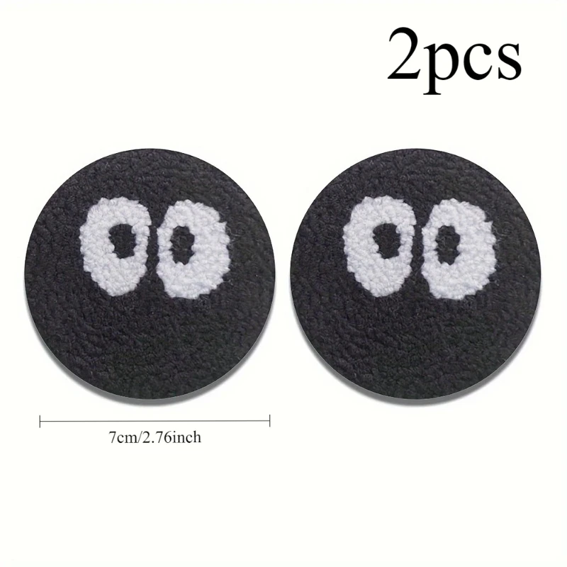 2pcs Car Big Eye Interior Coaster Wear-Resistant and Absorbent Leather Non-Slip Anti-Shock Anti-Water Leakage Proof