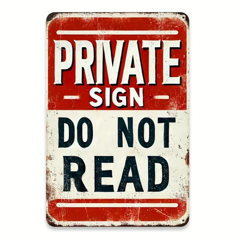قطعة واحدة من لوحات فنية جدارية معدنية من الألومنيوم 2DVintage - لا تقراءة - لا تقراءة" مقاس 8 × 12 بوصة - مثالية لديكور المرآب والغرفة والشارع