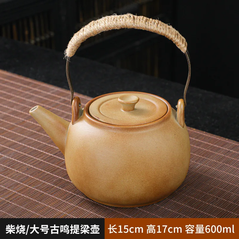 Firewood stove tea pot; wood-fired tea pot with handle; pumpkin tea pot; open fire tea brewing pot; Chinese vintage tea pot; out