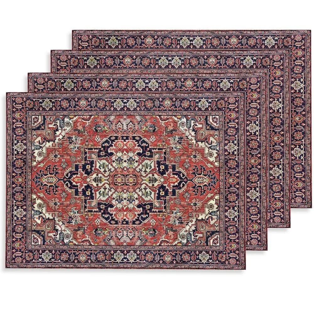 Persian Carpet Placemats Set Linen Washable Placemat Boho Kitchen Dining Heat Resistant Place Mats Decor Table Mats
