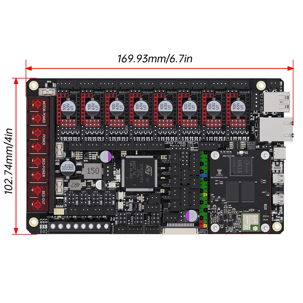 Imagem -03 - Bigtreetech-kit para Placa-mãe Furtiva de Alta Velocidade M8p V2.0 Cb1 Tmc5160t Plus Raspberry pi Klipper Impressora 3d Voron Ender 3