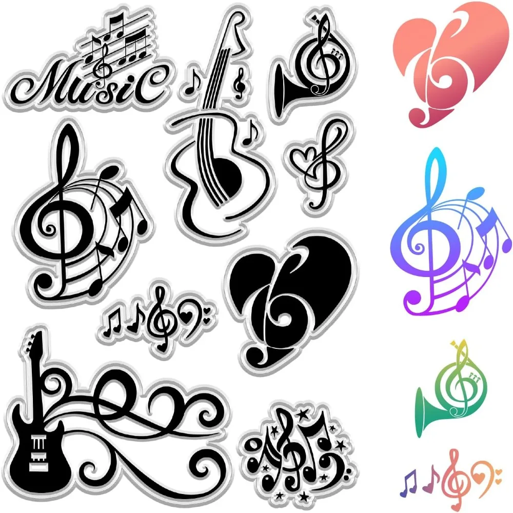 PVC Plastic Clear Stamps for DIY Scrapbooking Photo Album Decorative Cards Making Stamp Sheets Film Frame Musical Note