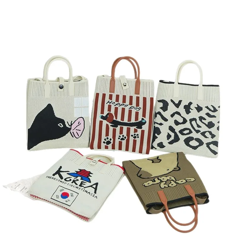 

INS Mini Bags New Cartoon Mobile Phone Bag Large Capacity Versatile Hand Carry Casual Daily Small Cute Knitted Bag Handbag