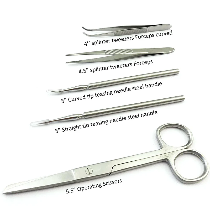 22PCS Anatomy Teaching Equipment Stainless Steel Probe, Scissors, Tweezers, Student Experimental Tool Combination Kit