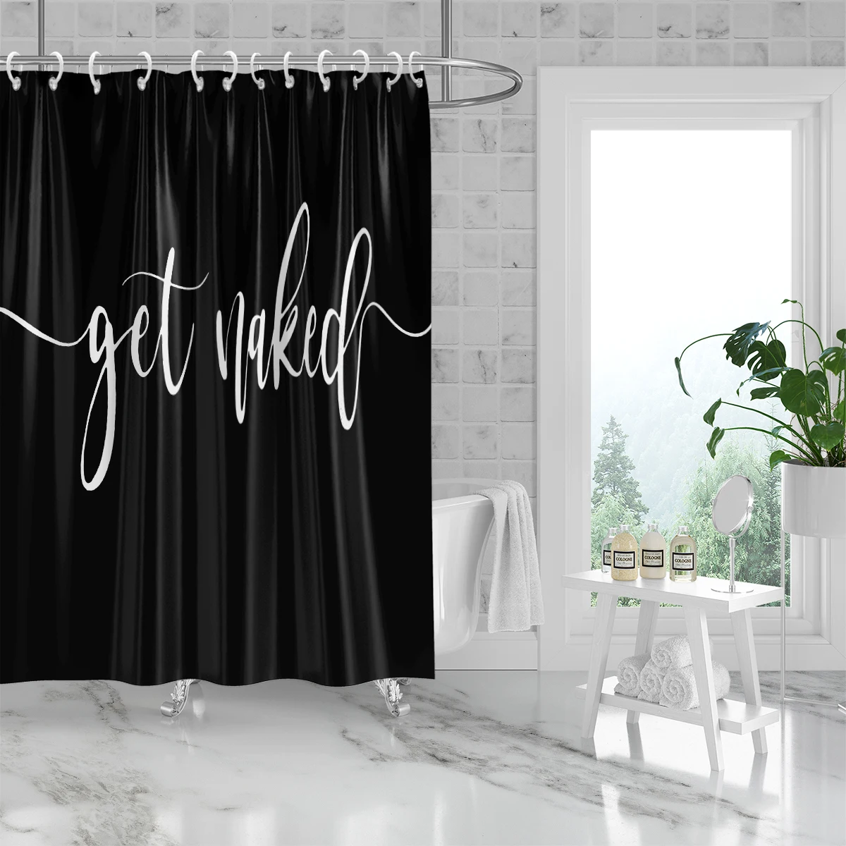 Monogram Mark Shower Curtain Black Stylish and Classy Letter B Classic Simple 100% Polyester Bathroom Decor Set with 12 Hooks