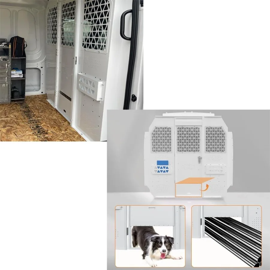 Van Bulkhead Safety Partition for Cargo Protection in Medium Roof  Transit 150 250 350 Vehicles Durable Steel Barrier with Whit