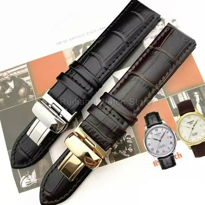 Fine Texture Comfortable Calfskin Genuine Leather Bracelet for Tissot Le Locle Tulip Prudenza T41 T461 T006407B Flat Interface