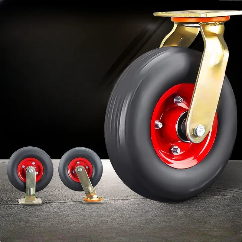 Rubber Solid Directional Wheel Flat Plate Car Pusher Wheels Heavy-duty Universal Casters