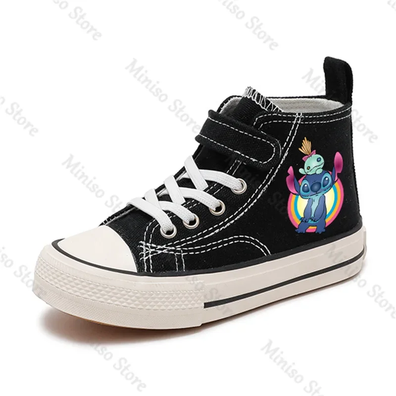 Light Sport Girl High-top Lilo Stitch Boys Kid Canvas Shoes Disney Casual Cartoon comfort Shoes Children Print Boys Tennis Shoes