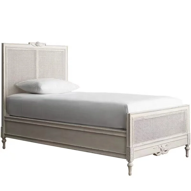 

* American Country Industrial Design Solid Wood Rattan Bed King One and Double Bedroom Furniture Options