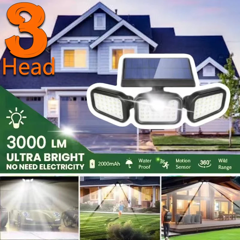 

Solar Lights Outdoor Motion Sensor Human Induction Adjustable Head IP65 Waterproof Solar Power Wall Lamp