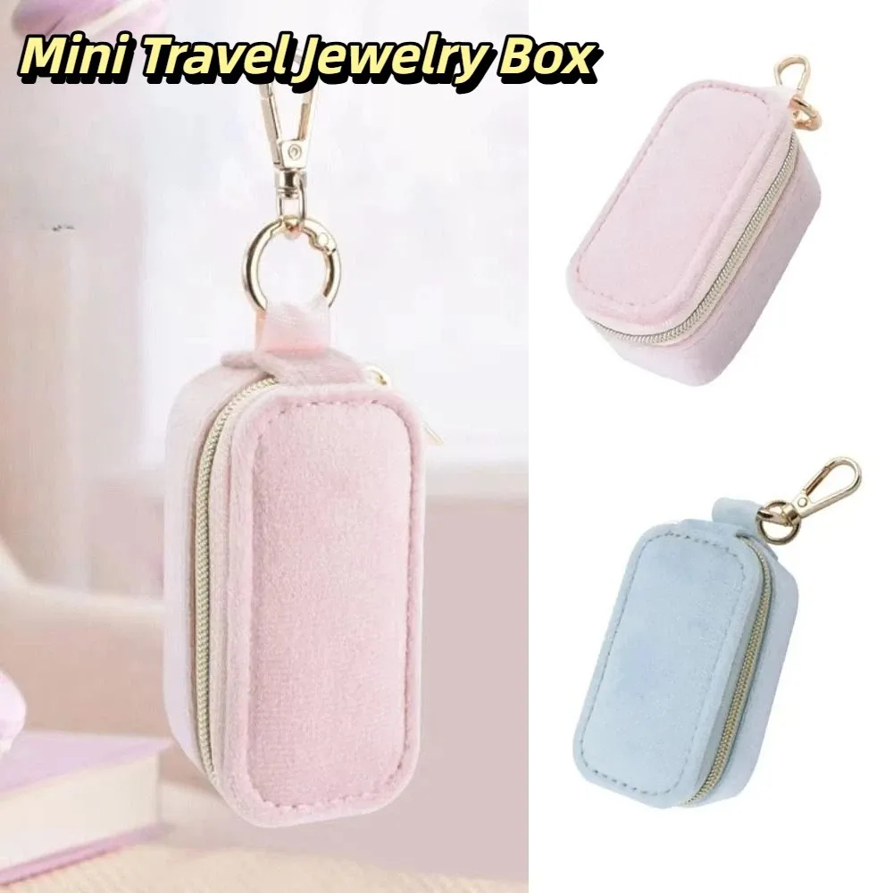 

Sturdy Flocking Construction Jewelry Case Ample Storage Space Portable Storage Storage Case Zipper Velvet Mini Travel