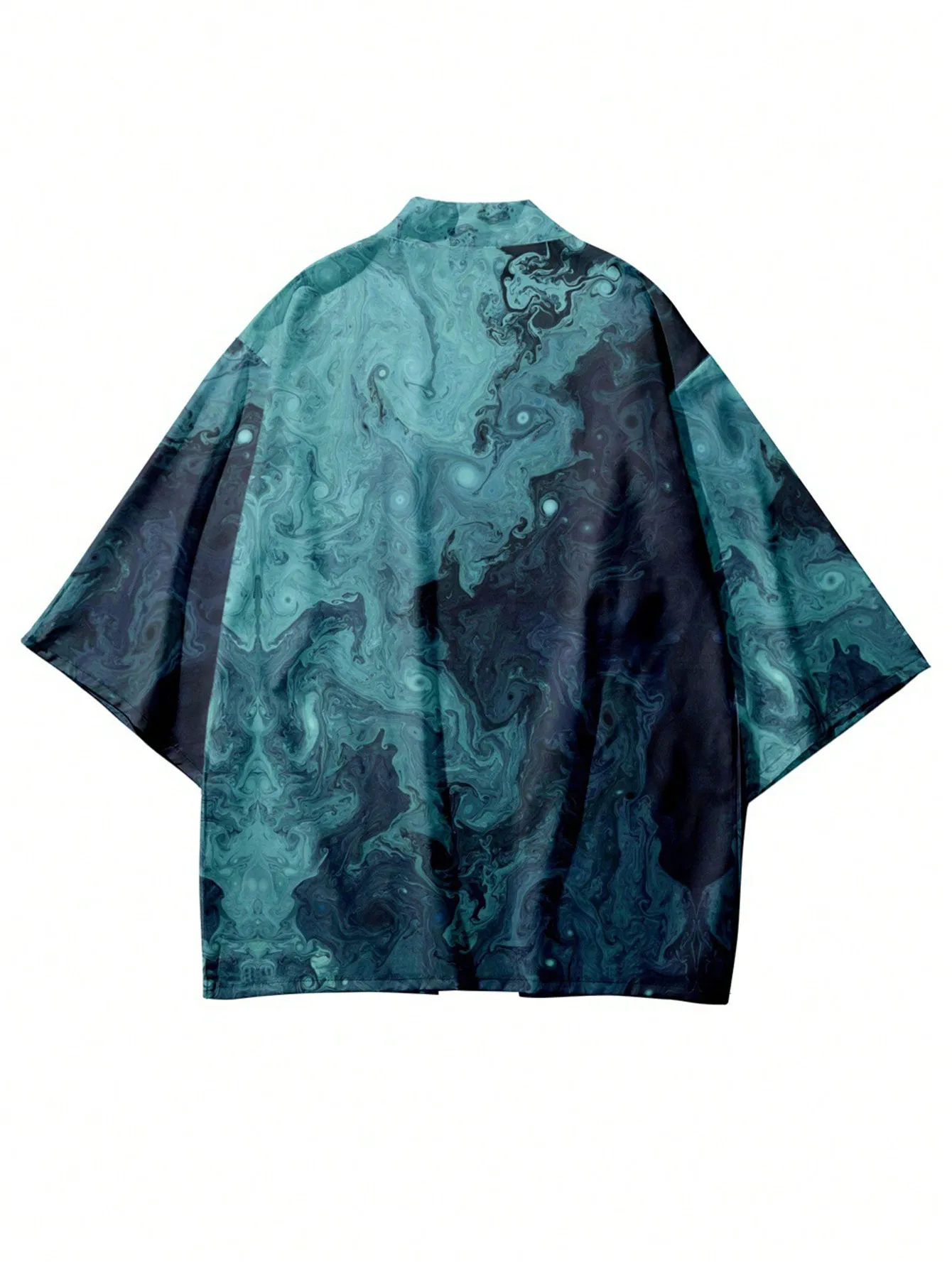 Men's retro ethnic style fashion leisure pique peacock print Japanese gauze cardigan, European and American loose and versatile.