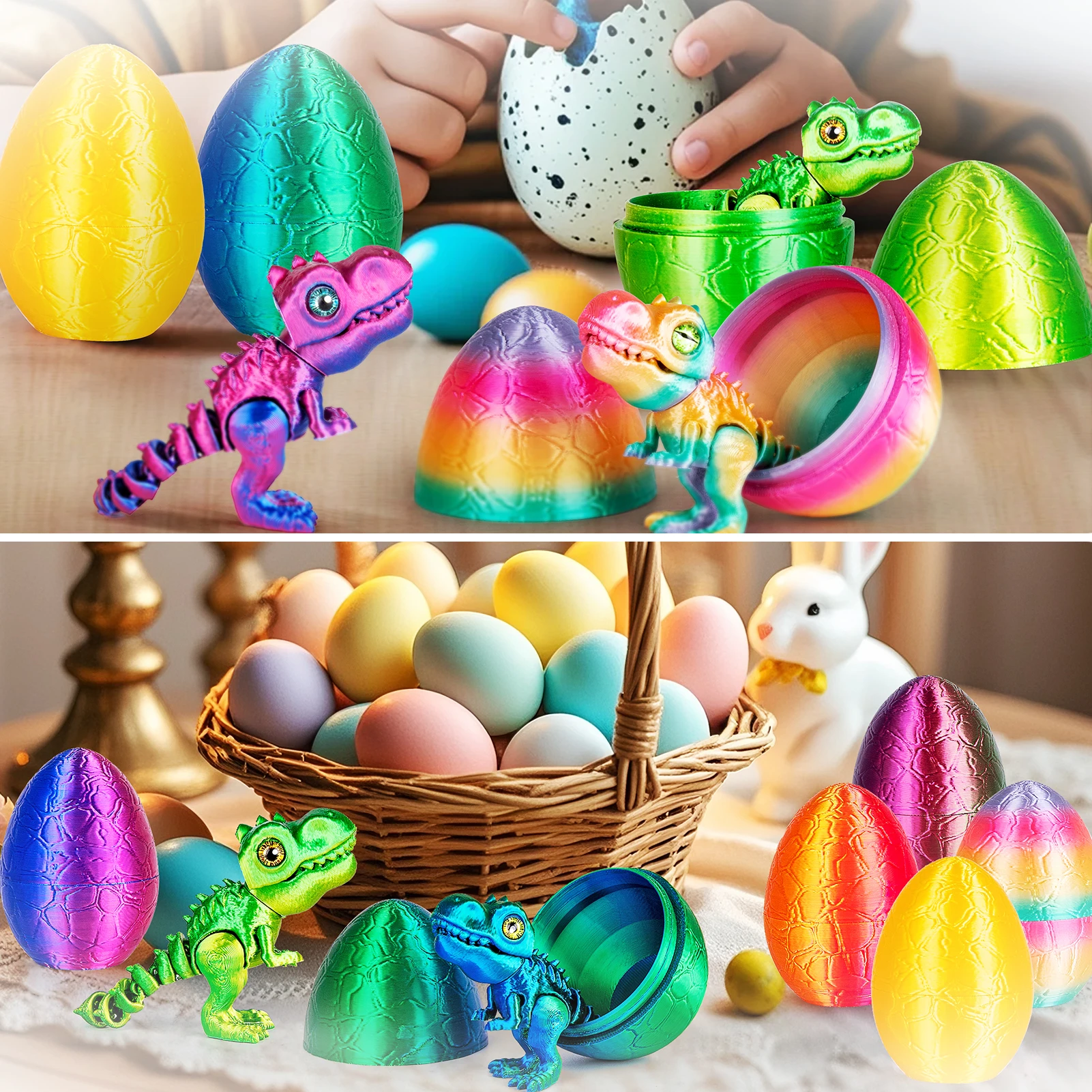 بيضة تنين مطبوعة ثلاثية الأبعاد مع لعبة ديناصور مفصلية، لعبة تململ مشتركة متحركة للأطفال والكبار، هدية رائعة لديكور مكتب المكتب