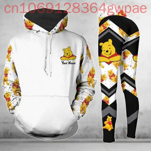 Custom Name Disney Winnie The Pooh Women's Hoodie And Leggings Set Disney Eeyore Hoodie Yoga Pants Sweatpants Fashion Sets