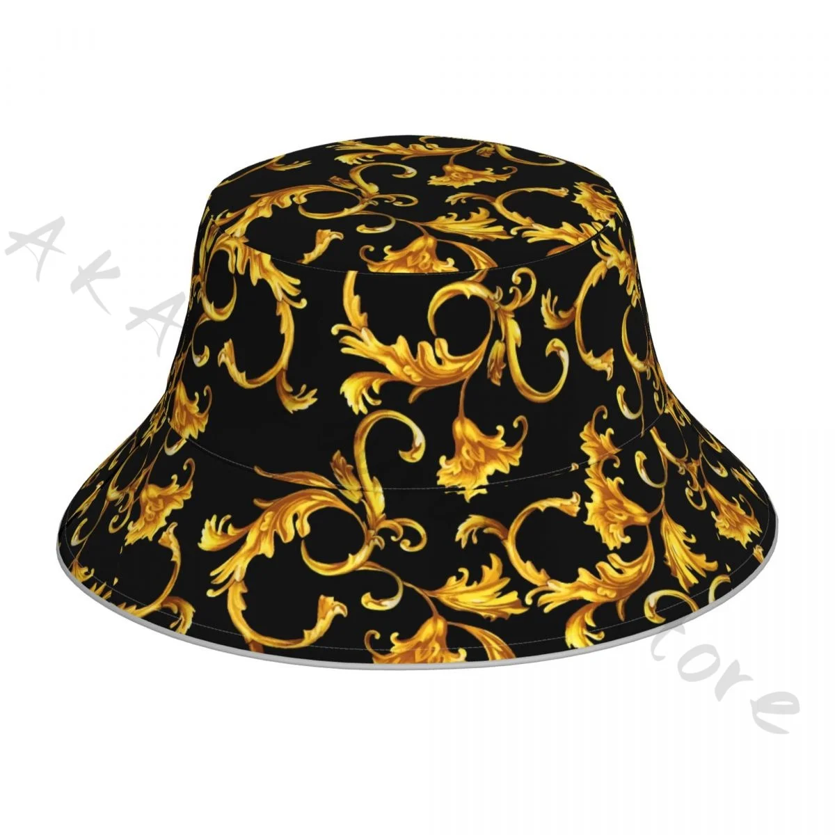 Gold Barock Luxus Reflektierende Eimer Hut Sommer Hüte Fischer Hut Faltbare Frauen Männer Sonnenschutz Schatten Kappen