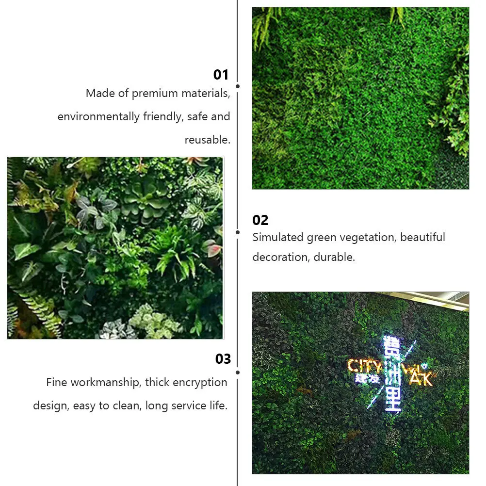

1pc Artificial Plant Wall Simulation Green Vegetation Thick Encryption Design For Balcony Garden Living Room Decor Landscaping