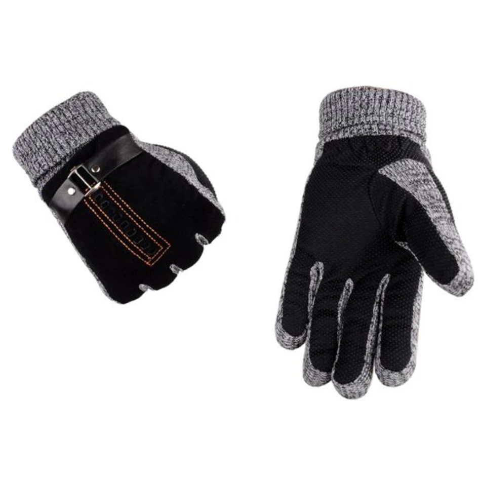 قفازات سوداء للدراجات النارية الرجال قفازات جلد الخنزير الذكور شتاء دافئ جلد طبيعي تزلج دراجة نارية قفازات ركوب الدراجات الصوف داخل