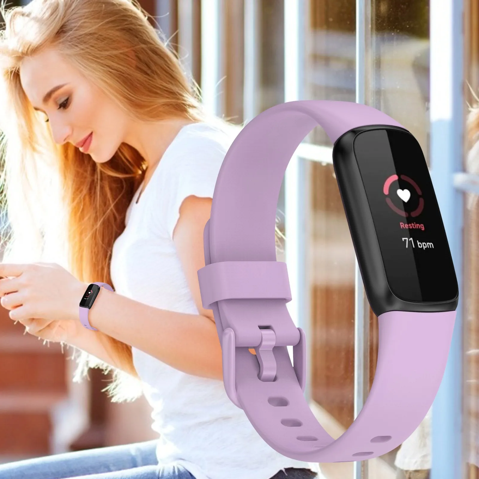 Fitbit 럭셔리 스마트 워치 실리콘 스트랩에 적합, 스포츠 시계 스트랩, 패션 교체 액세서리, 220mm