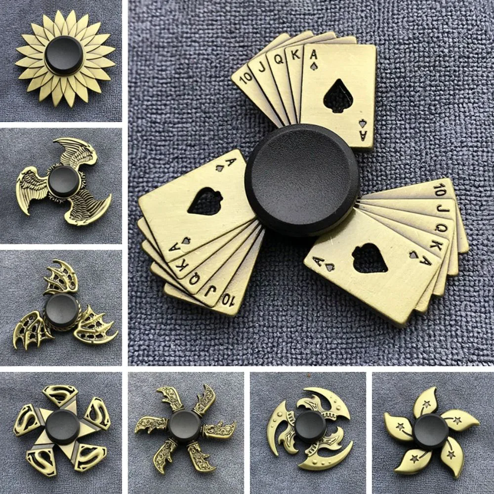 Metal Fidget Gyro Toy Brass Color Zinc Alloy Metal Hand Spinner Dice Exterior Smooth Spiner Gyro Toy Kid ADHD Anxiety