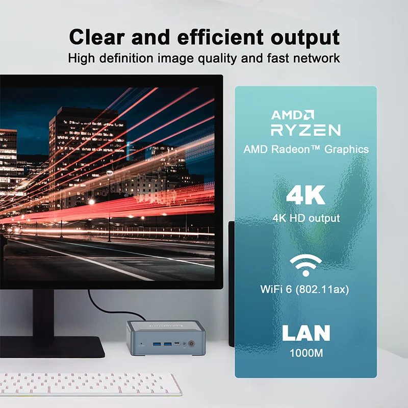 HP8ขนาดเล็กคอมพิวเตอร์ขนาดเล็ก Windows 11 amdryzen 7 5800U CPU 4K HD OUTPUT 16GB ที่เก็บ DDR4 SSD 512GB พกพา PC PC Office MINI HOST