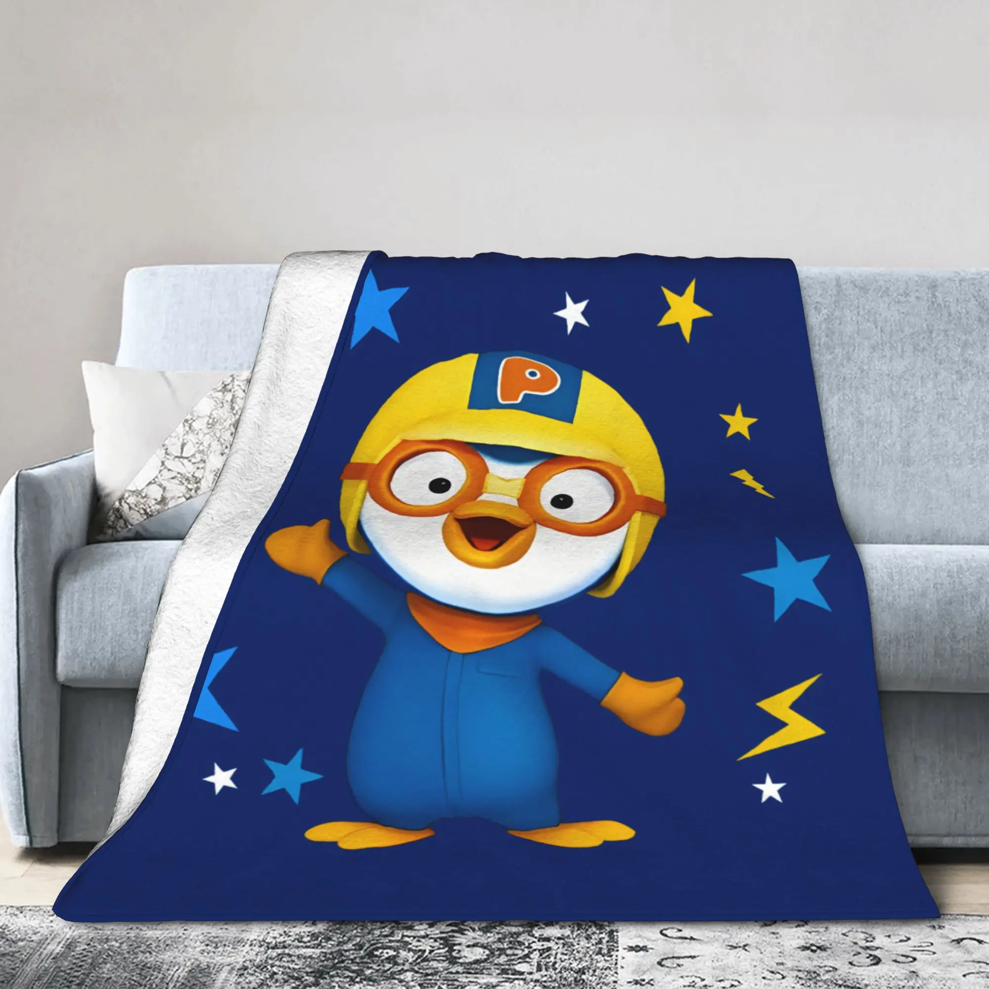 Pororos Blankets Coral Fleece Plush Spring/Autumn  Multifunction Warm Throw Blankets for Bedding Outdoor Rug Piece