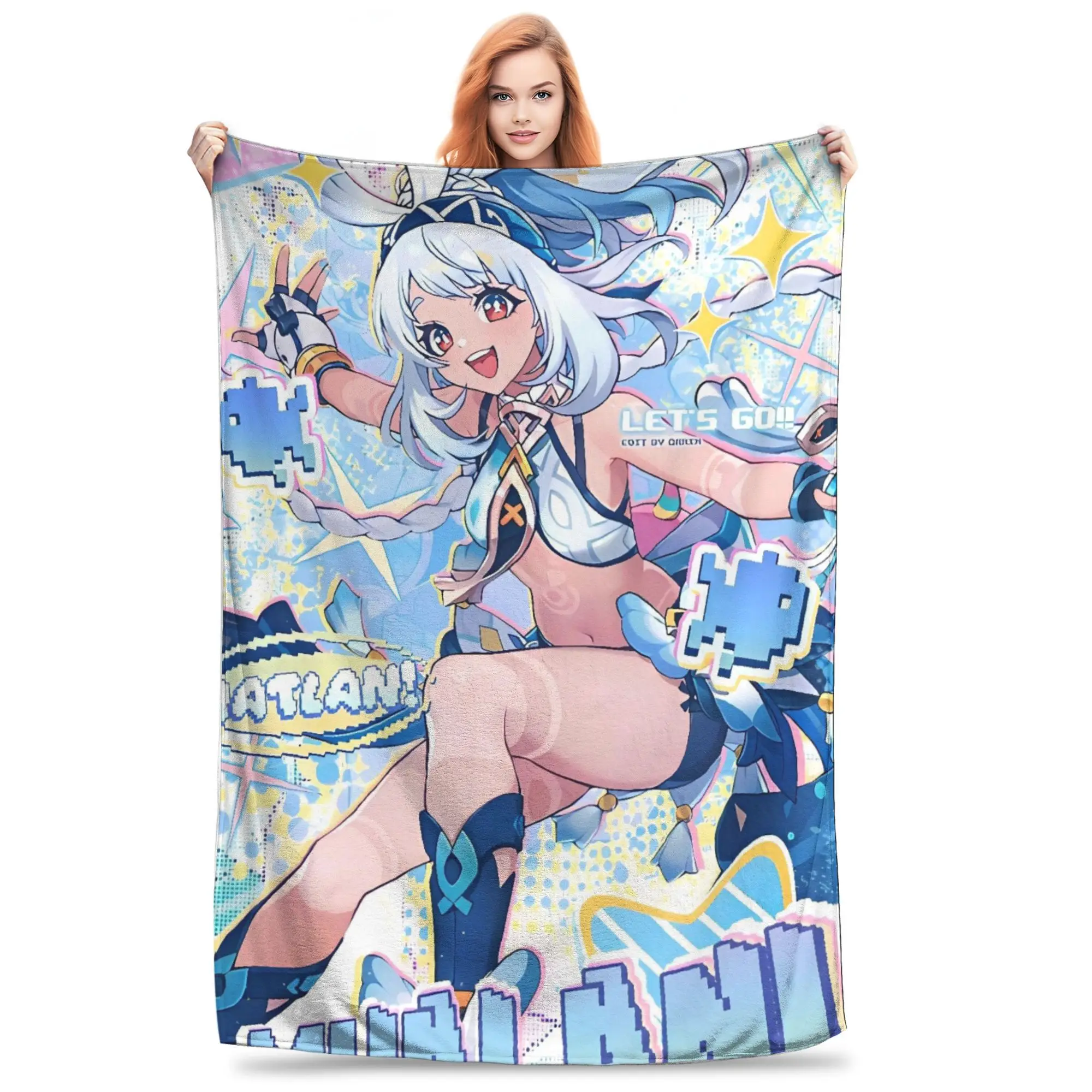 Super Soft BlanketBoy Girl Anime game Genshin Impact Throw Blanket  Flannel Bedspread For Couch Bed Comfortable Sofa Bed Cover