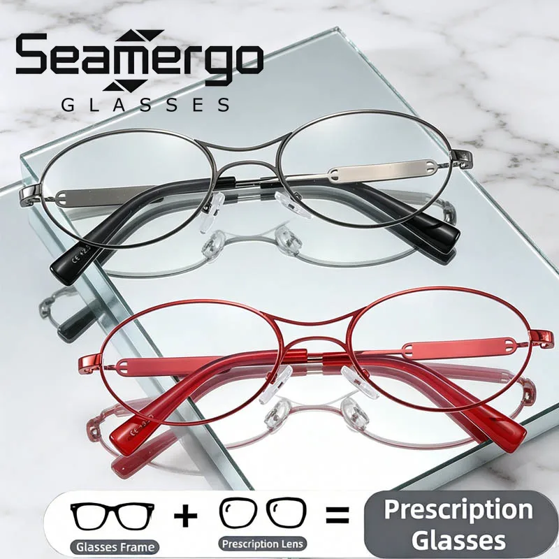 

SEAMERGO HD Customized Reading Glasses for Women Men Trendy Round Frame Prescription Glasses Unisex Anti-blue Eyeglasses