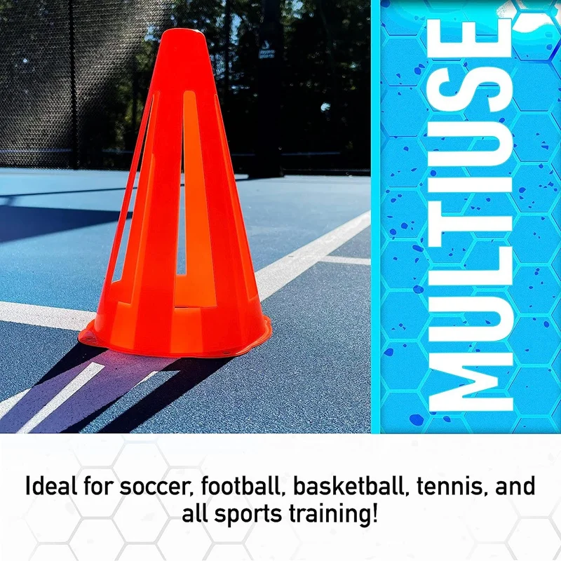 Plastic Cones Mini Sports Cones Flexible Orange Goal Cones For Drills + Practice For Training + Games - 9 Inches