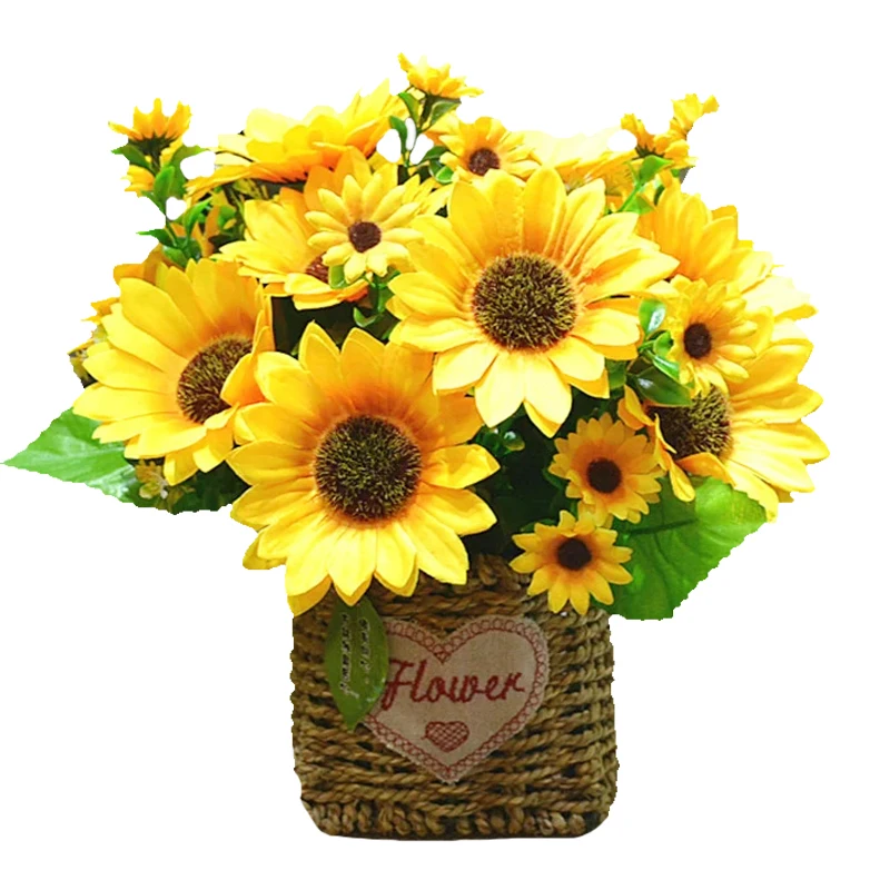 

7 Heads Artificial Sunflower Bouquet Simulation Silk Sunflowers Flower Bouquets For Garden Home Decoration Wedding Decor Flowers