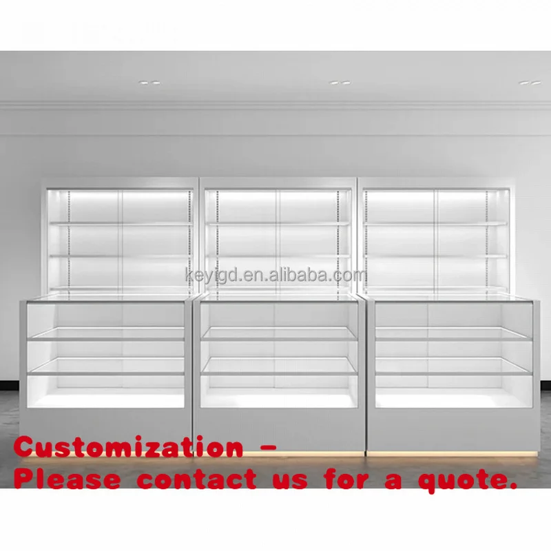 custom.6ft Retail Store Display Showcase Full Glass Cabinets With Led Lights Lockable Convenience Store Glass Counter