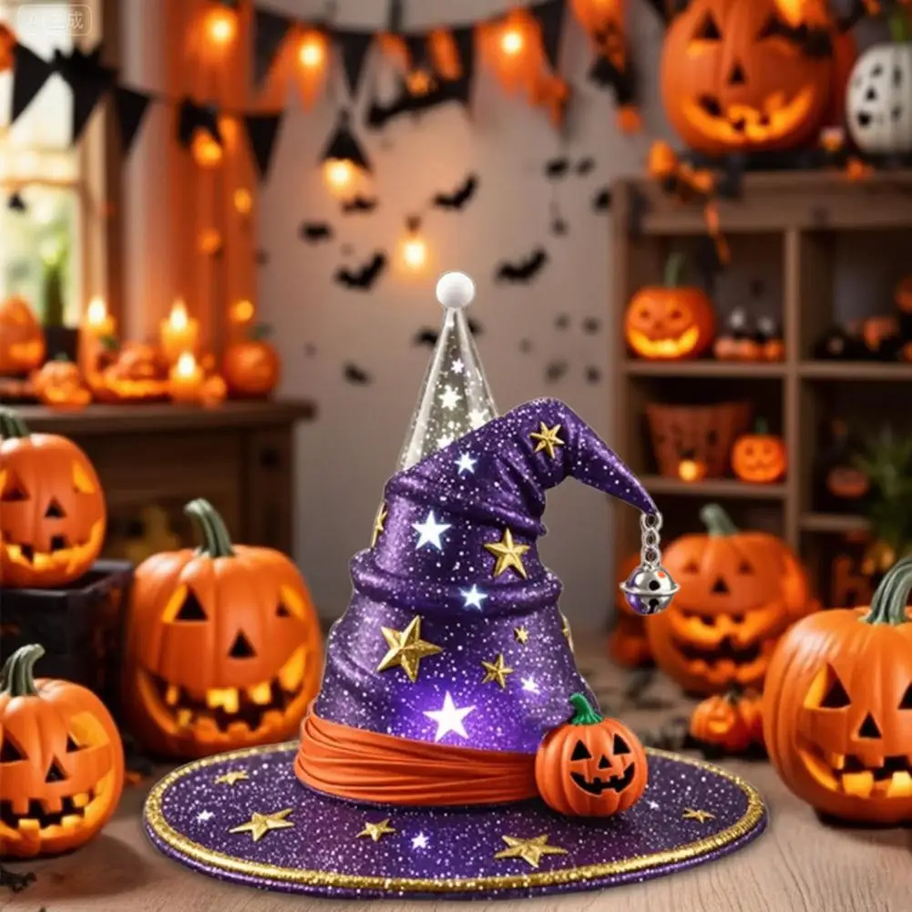 Led Night Light Spooky Witch Hat Night Light Set for Halloween Party Decor Led Ornament Trio for Fun Festive Atmosphere Spooky