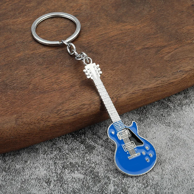 Punk Style Microphone Guitar Shape Keyring for Women Men Music Lover y2k Accessories Unusual Metal Keychain for Car Keys