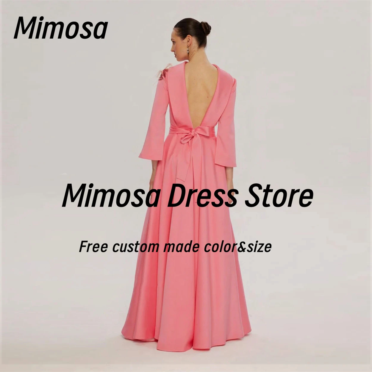 ミモザ 2025 プロムドレス羽ビーズ長袖イブニングドレス V バックレスローブデカクテルパーティードレスカスタマイズ