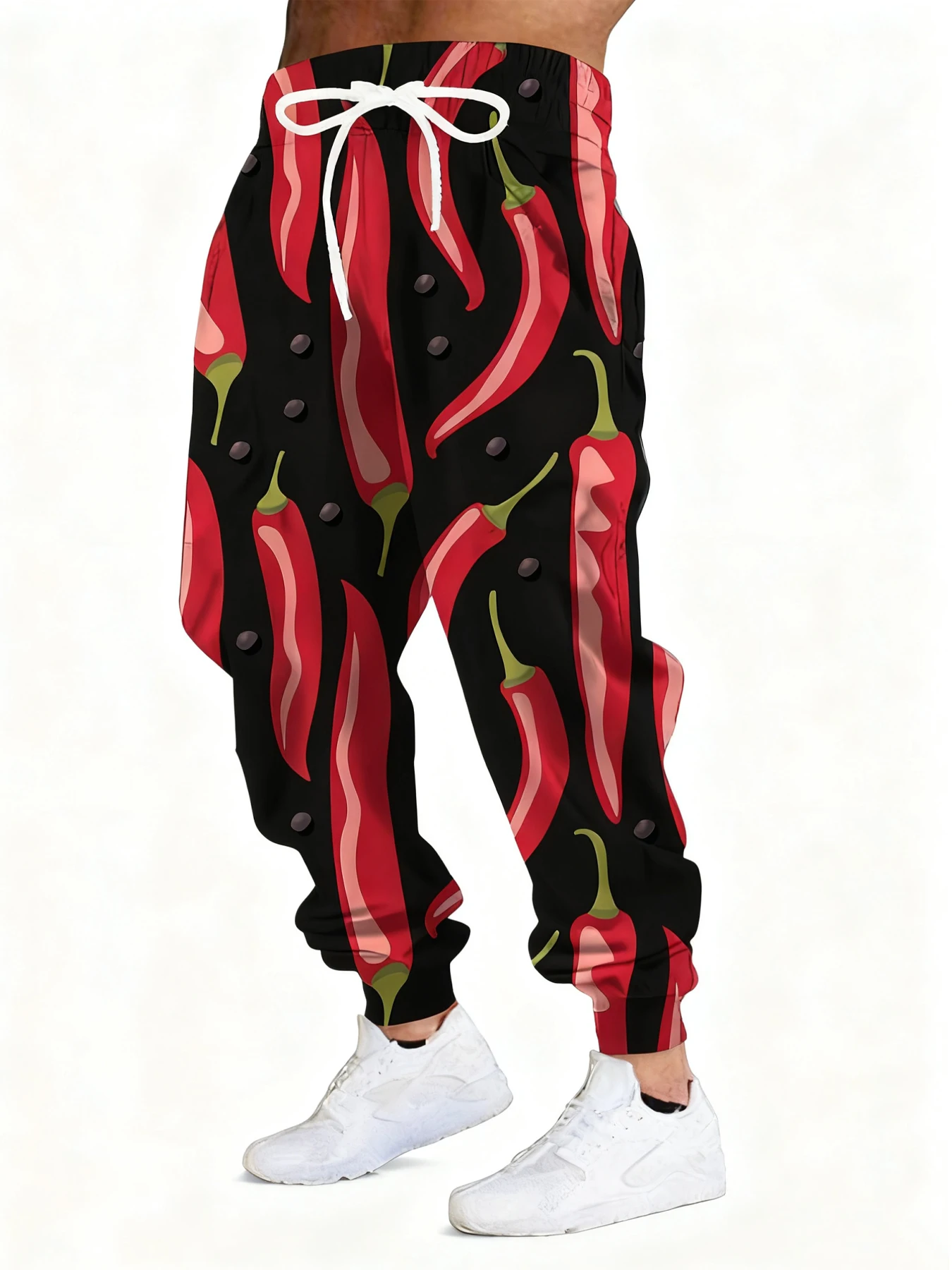 

New Men's 3D Chill Print Casual Pants Outdoor Breathable Athletic Pants Stylish Drawstring Streetwear Trousers Mens Cuffed Pants