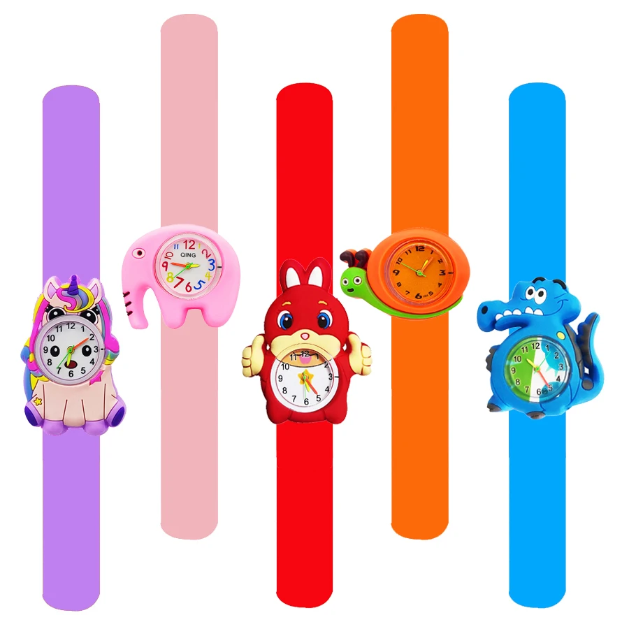 Hot Sell Cartoon Toy Children Watch for 2-15 Years Old Boys Girls Soft Silicone Slap Bracelet Kid Wristwatch Student Clock