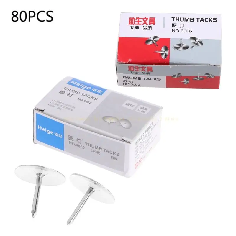 80x Durbers Metal Push Push Timg Tack Tack Pushpin Silver Thumbtack สำหรับกระดานแจ้งเตือน