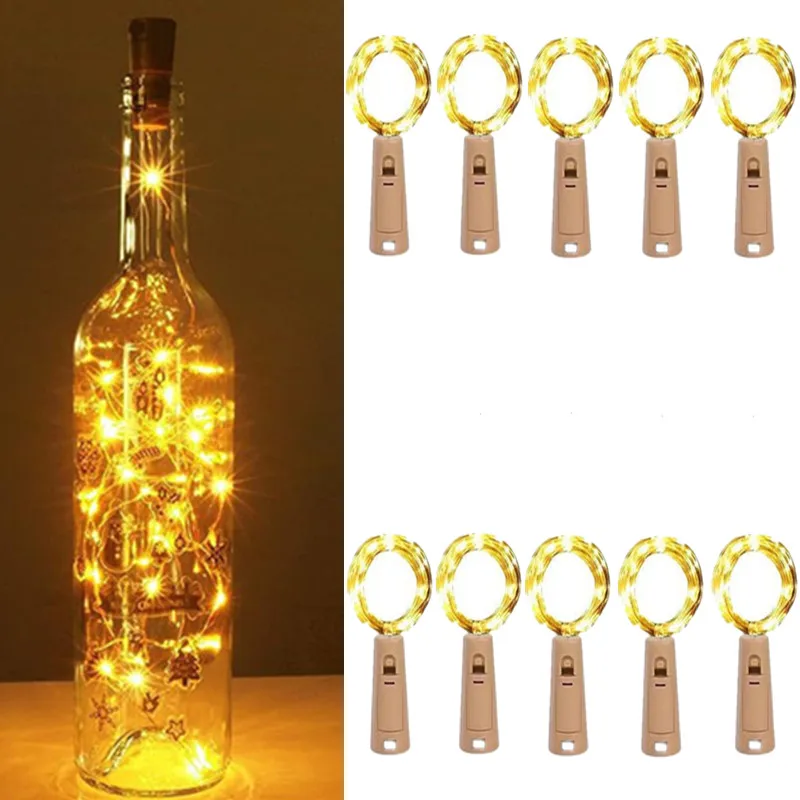 Bar LED Wine Bottle Cork 2M String Lights Christmas Decoration Led Lamp Bottle Fairy Lights Holiday Copper Wire Lights String