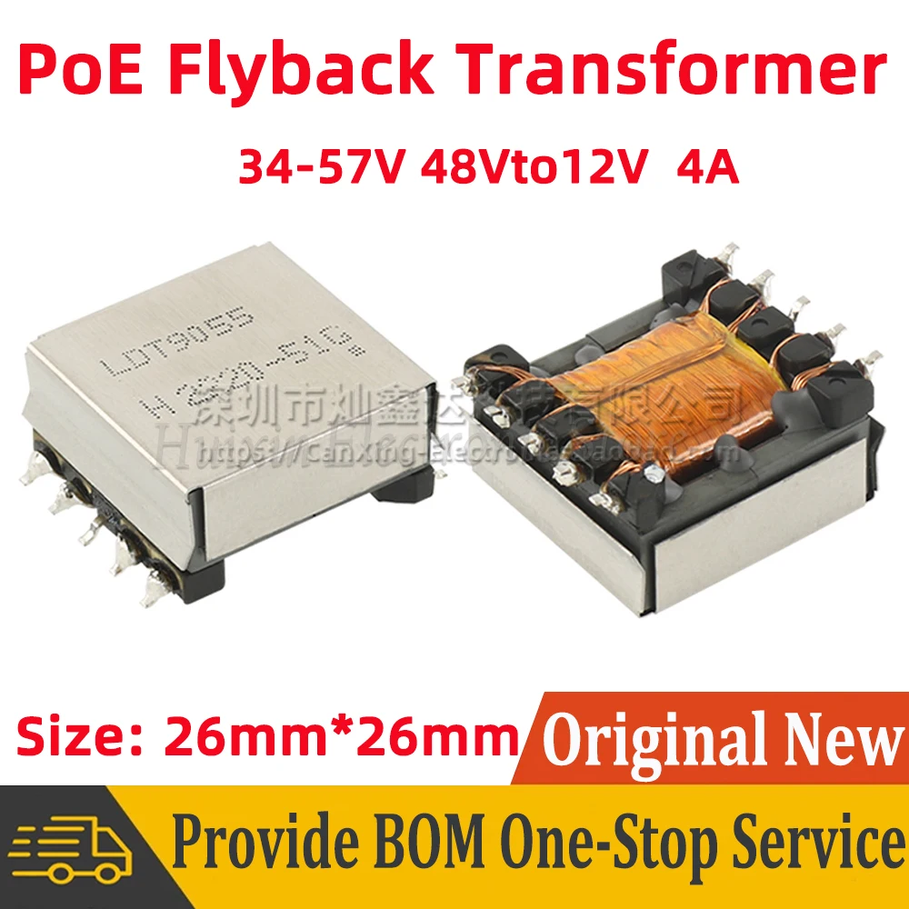 2pcs LDT9055 SMD EFD10 PoE 34-57V Switching Power Supply Flyback Transformer 48V to 12V 4A Flyback