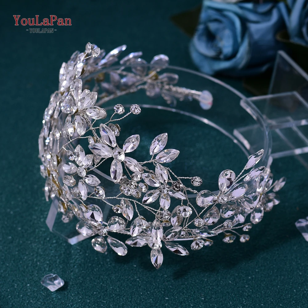 

TOPQUEEN Wedding Headpieces Rhinestone Bridal Adornment Crystal Headband Hair Tiara Bride Hair Accessories For Party HP661