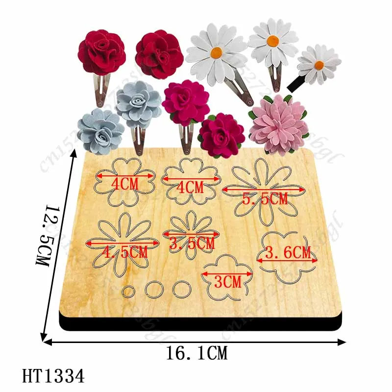 Matryce do wycinania kwiatów - nowe wykrojniki i formy drewniane, HT1334 odpowiednie do popularnych maszyn do wycinania na rynku