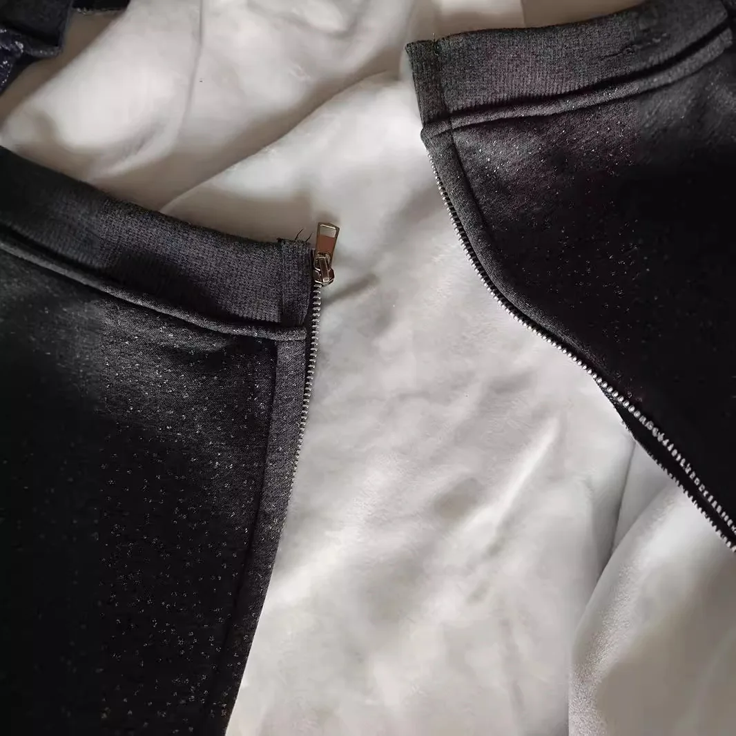 سترة نسائية بغطاء للرأس موضة ربيع 2026 جديدة مقاس كبير مع قلنسوة جالاكسي لامعة للخريف والشتاء سترة فضفاضة غير رسمية على طراز كسول #3