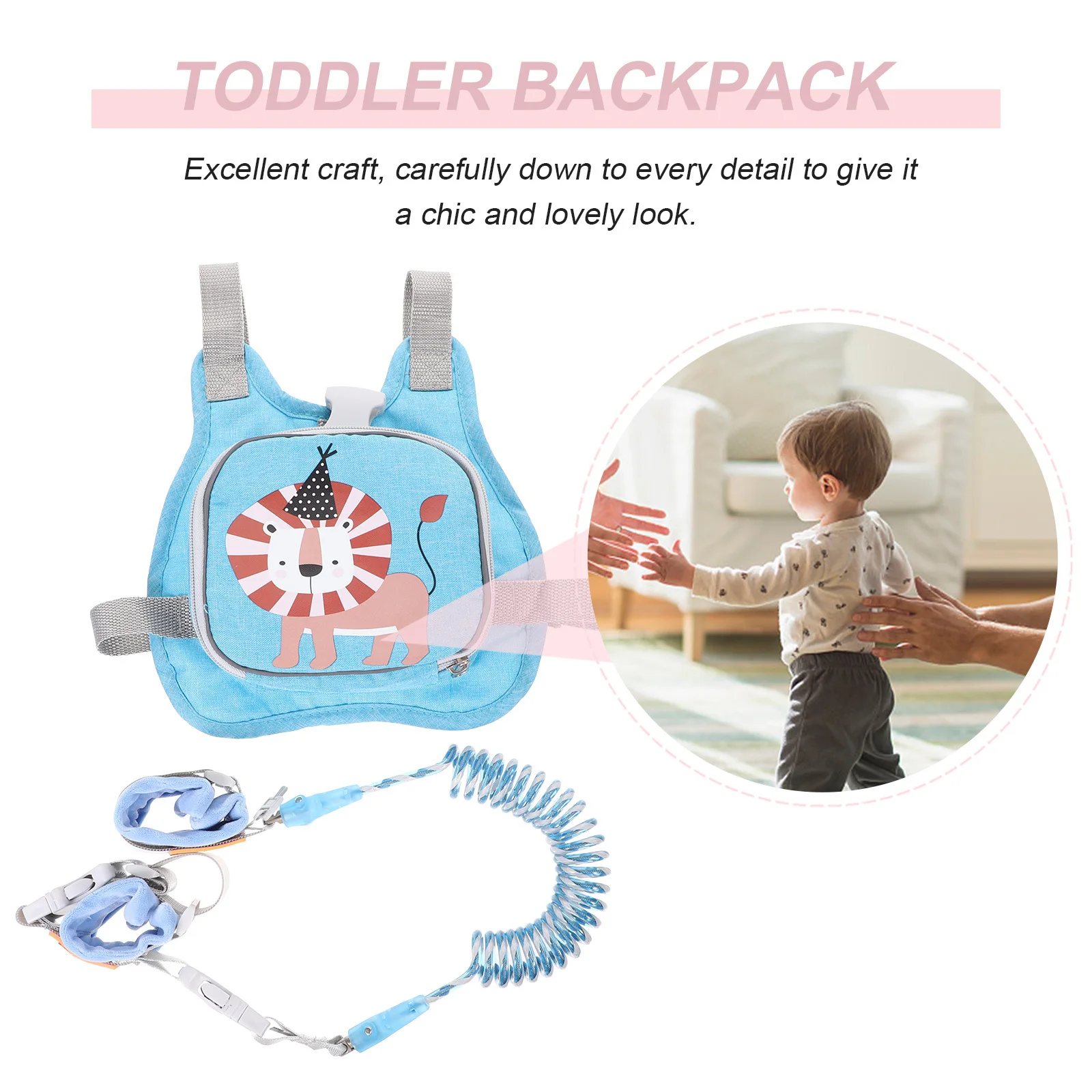 1 conjunto de mochila leão infantil, trela anti-perda, design reflexivo para crianças, meninos, meninas, presente de segurança interna e externa